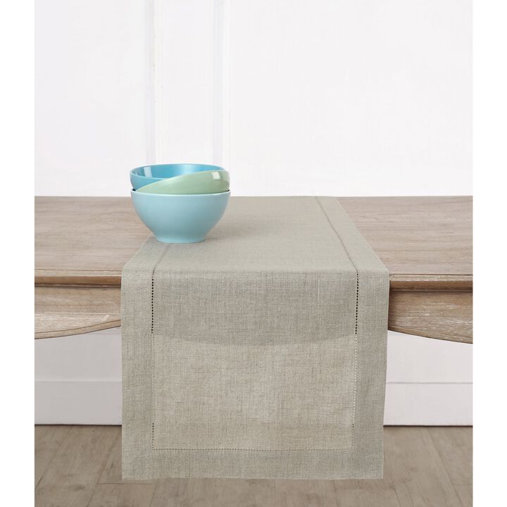 Solino Home 100% Pure Linen Table Runner | Classic Hemstitch for Valentines