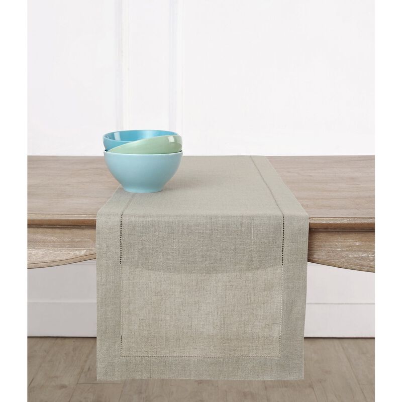 Solino Home 100% Pure Linen Table Runner | Classic Hemstitch for Thanksgiving, Christmas