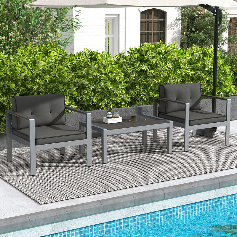 Contemporary Sofa Chair with WPC Armrests and Back Cushions-Grey