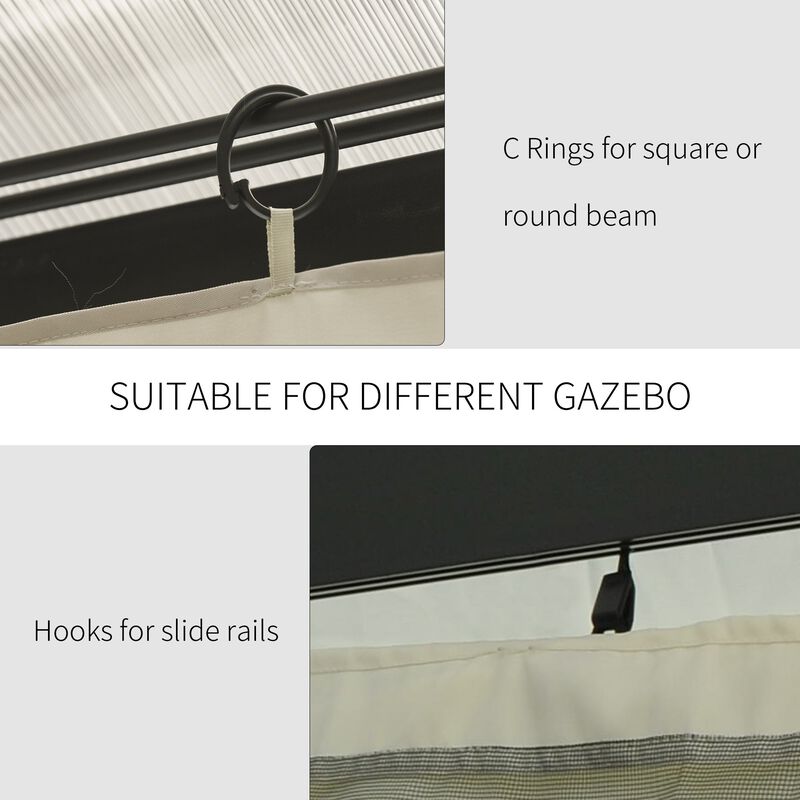 Beige Gazebo Side Panels: 10' x 13' 4-Panel Set with 48 Attachments