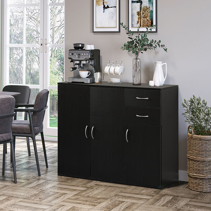 33-Inch White Sideboard Buffet Cabinet with Storage, Spacious Table Top, Large Drawers, and Adjustable Shelf - Kitchen Organizer and Storage - Ideal for Storing Utensils and Linens in Your Dining Room