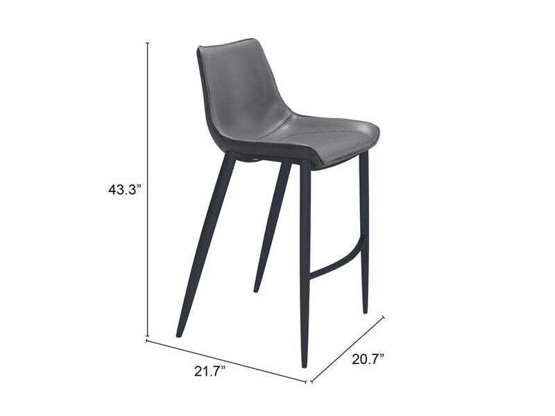 Magnus Barstool (Set of 2) Dark Gray & Black