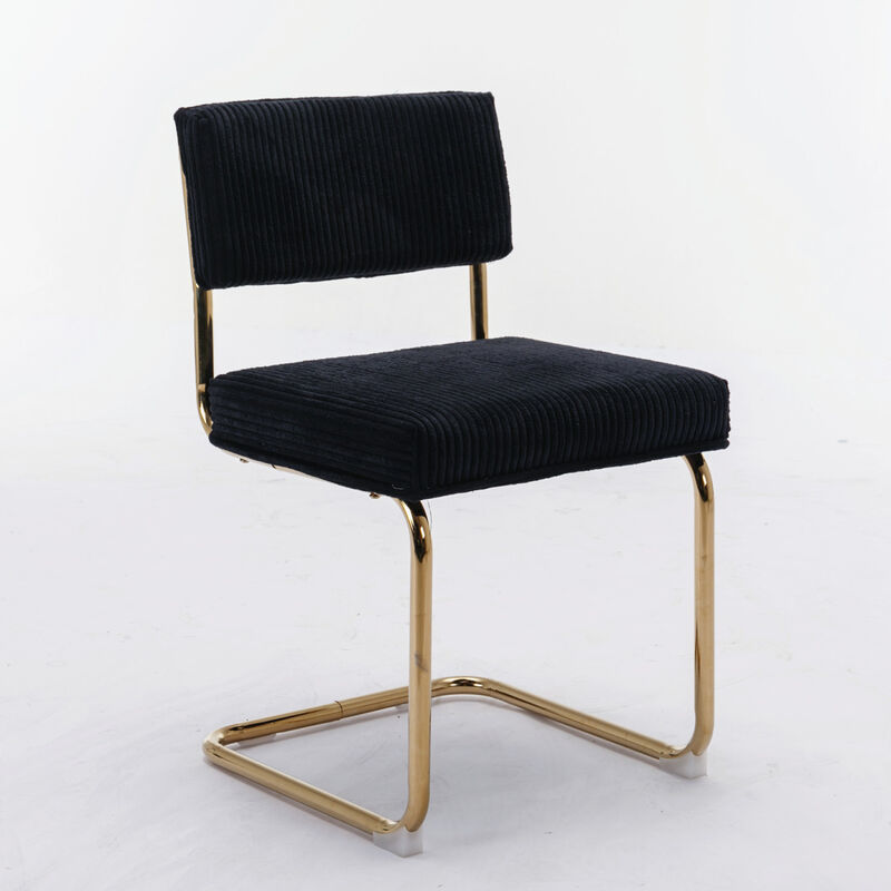 2 Modern Black Corduroy Dining Chairs