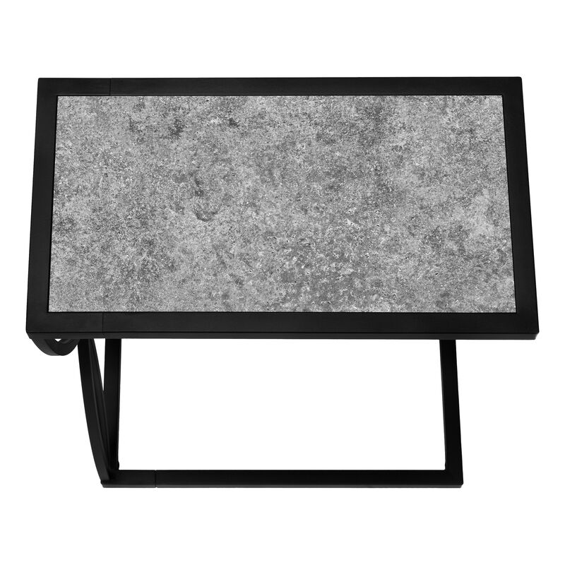 Monarch Specialties I 3305 Accent Table, C-shaped, End, Side, Snack, Living Room, Bedroom, Metal, Laminate, Grey, Black, Contemporary, Modern