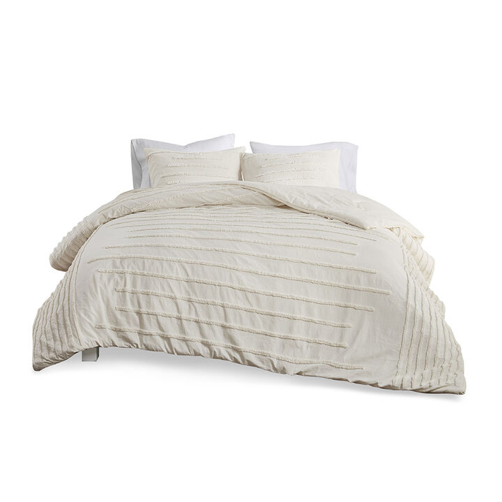 Gracie Mills Sotelo 3 piece Chenille Stripe Comforter Set