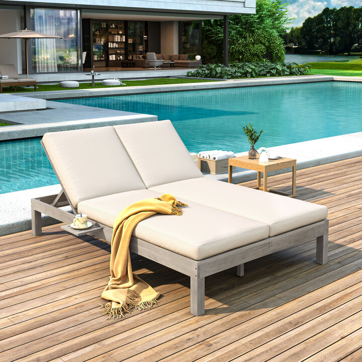 Merax Outdoor Chaise Lounge with 5-Position Adjustable Backrest