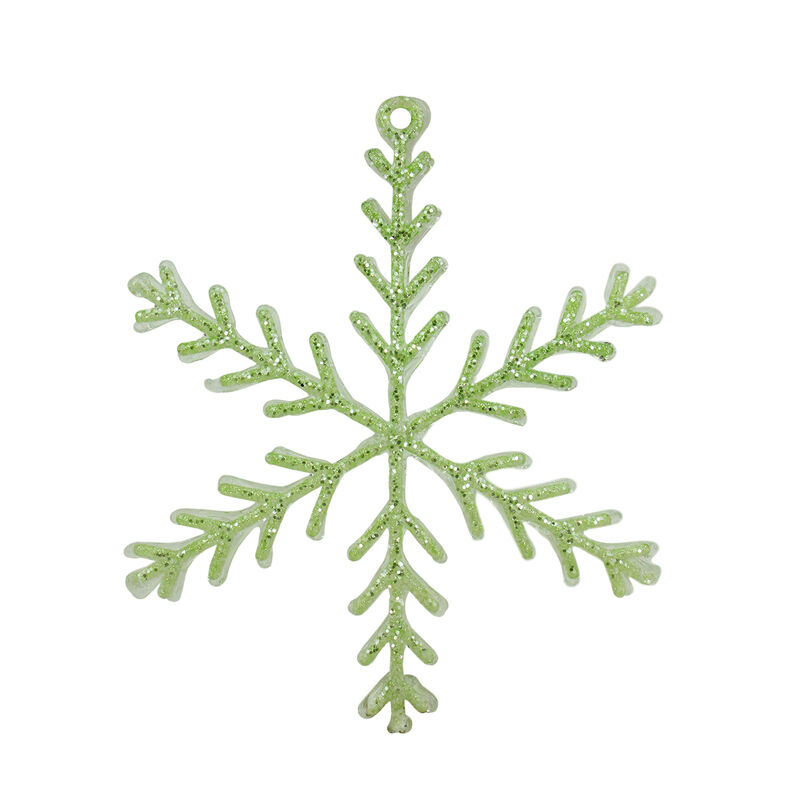 8.75" Green and Clear Glittered Snowflake Christmas Ornament
