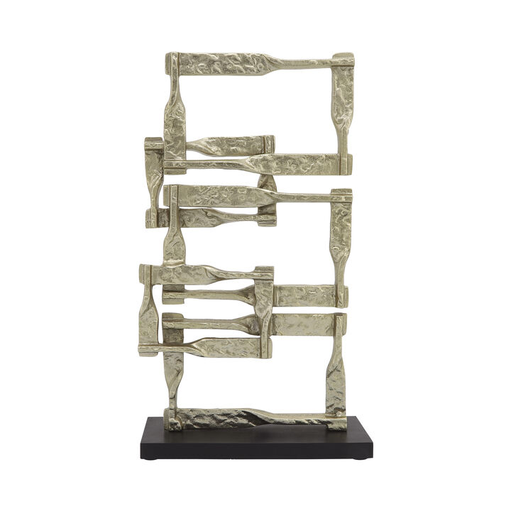 Metal/wood 34" Wall Shelf with Mirror
