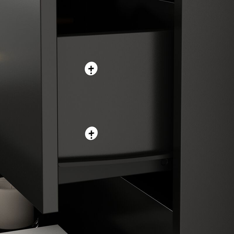 Black Sideboard with 6-Drawers, 31.5 in. H x 47.2 in. W x 15.7 in. D
