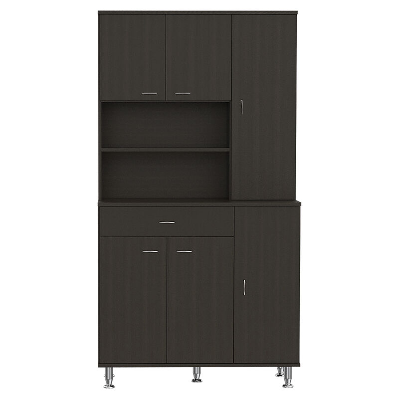 DEPOT E-SHOP Helis 90 Kitchen Pantry Cabinet, Two Open Shelves, One Drawer, Multiple Cabinets