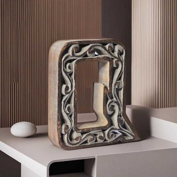 Vintage Gray Handmade Eco-Friendly "Q" Alphabet Letter Block For Wall Mount & Table Top D�cor