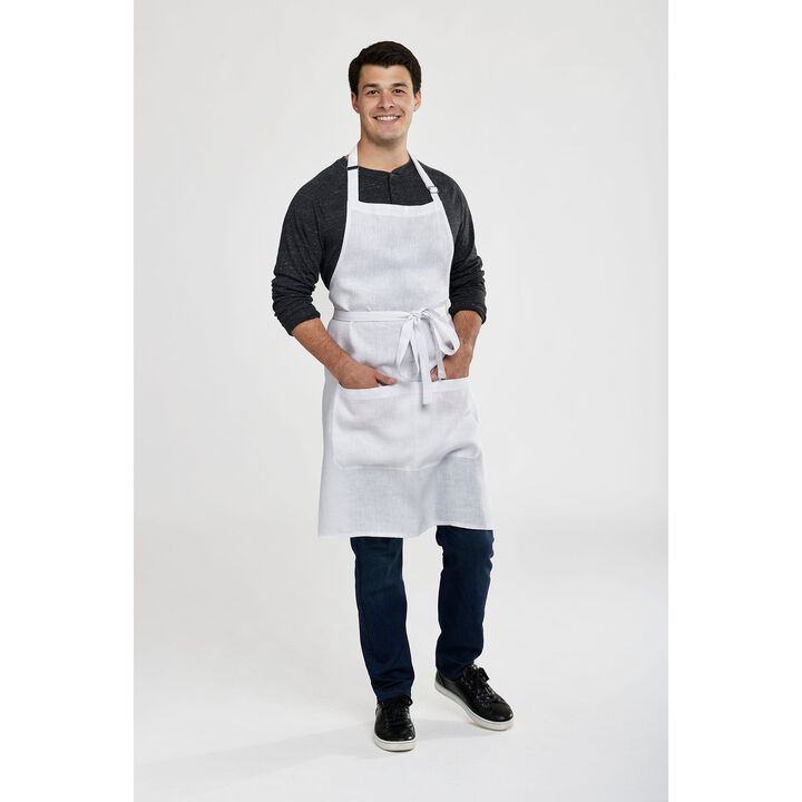 Solino Home 100% Pure Linen Full Midi Apron 38 x 36 Inch
