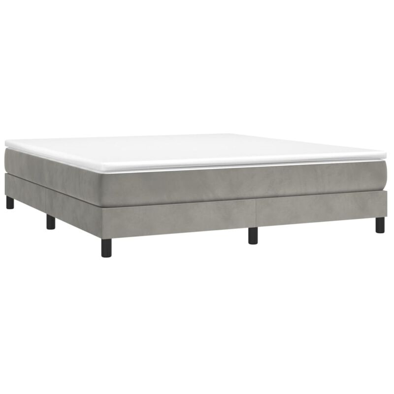 vidaXL King Sized Box Spring Bed Frame - Light Gray Velvet, Plywood, and Engineered Wood - Modern, Luxurious Double Bed