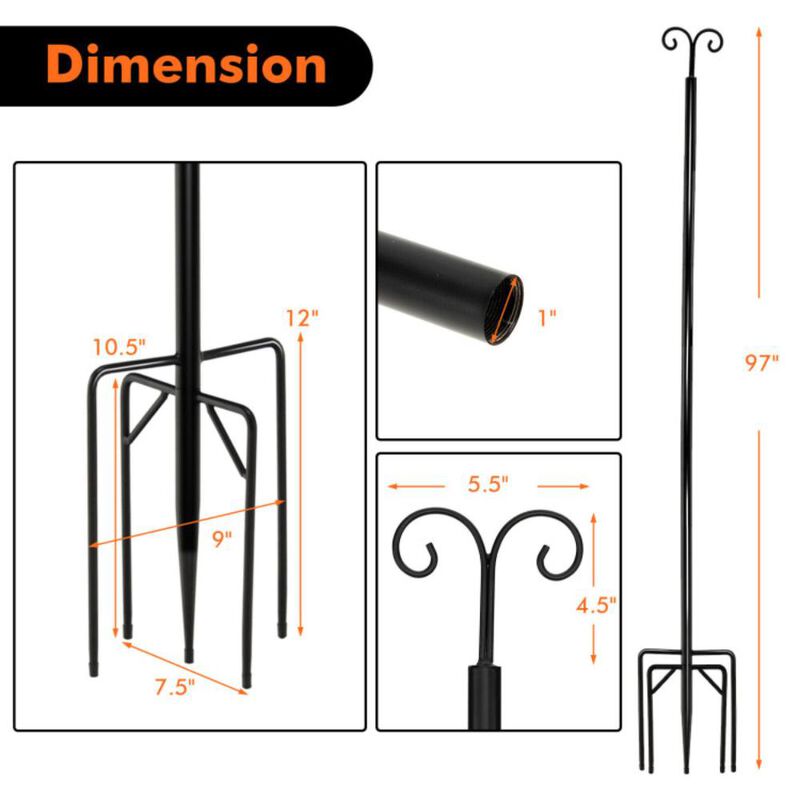Hivvago 8/10 Feet 2 Pack  Outdoor String Light Poles with Top Arc Hook and 5-Prong Base