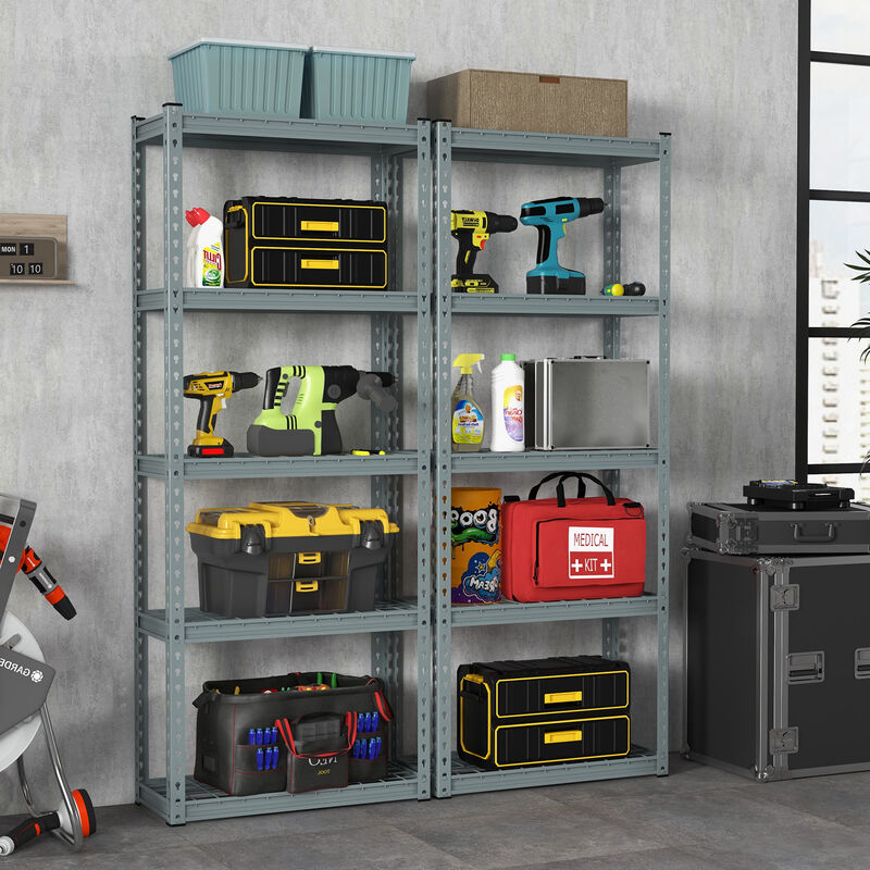 5-Tier Heavy Duty Wire Storage Racks with Anti-slip Foot Pad