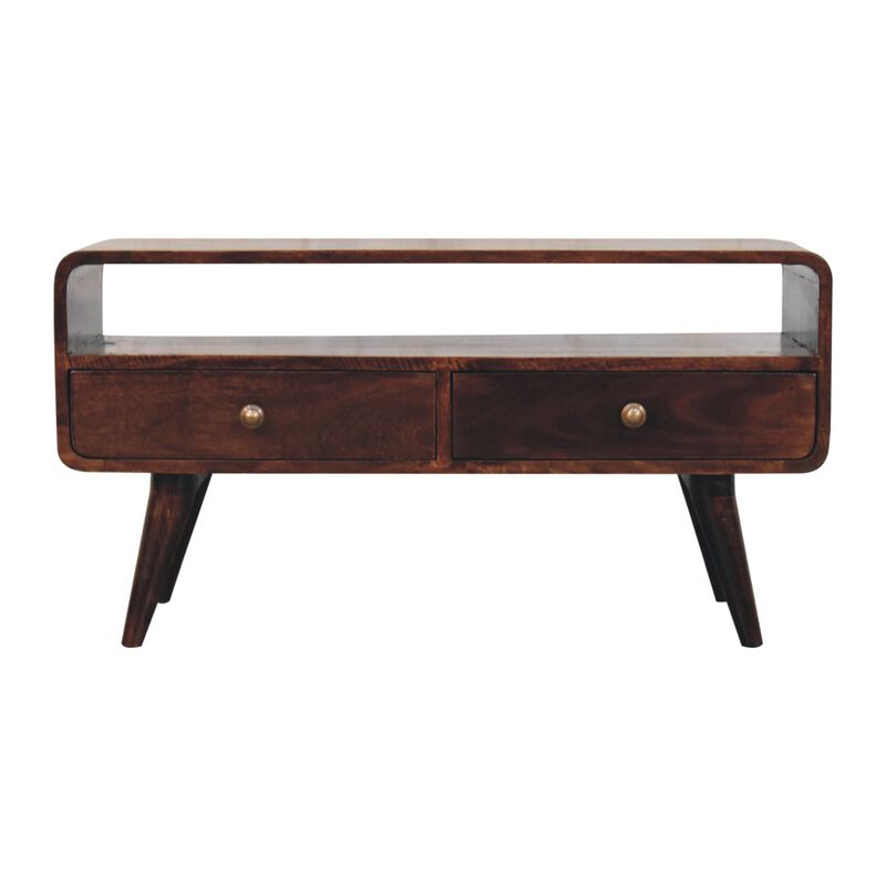 Artisan Furniture Solid Wood Curved California Walnut Media Unit