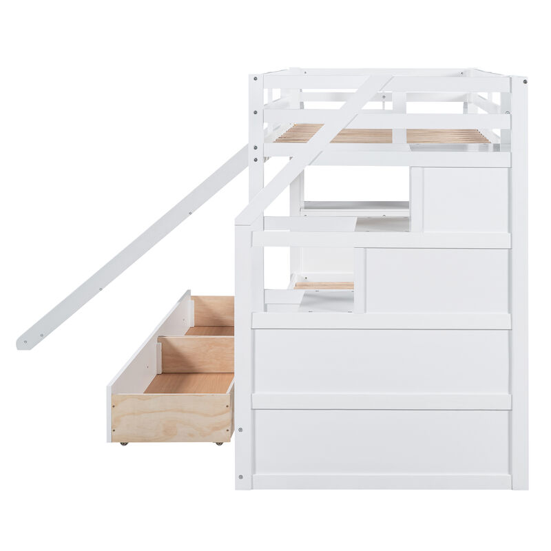 Merax Bunk Bed with Storage Staircase and Drawers