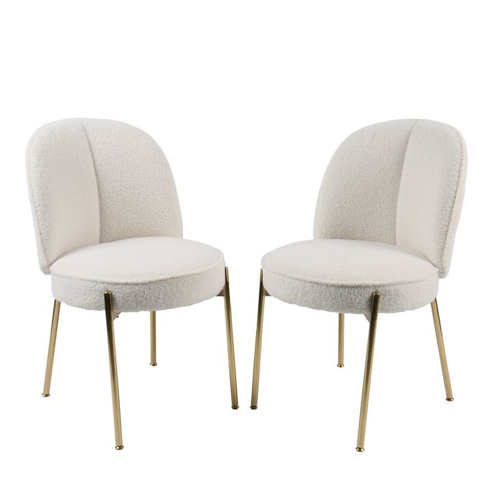Teddy Fabric Dinning Chair (Set of 2) in Brown with Adjustable Foot Nails