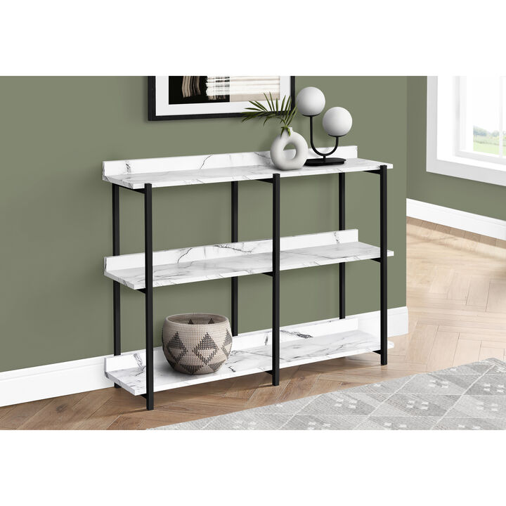 Monarch Specialties I 2221 Accent Table, Console, Entryway, Narrow, Sofa, Living Room, Bedroom, Metal, Laminate, White, Black, Contemporary, Modern