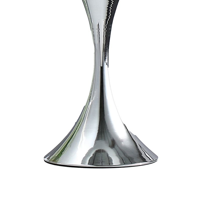 Omi 25 Inch Table Lamp, Drum White Shade, Sleek Slender Modern Chrome Body - Benzara