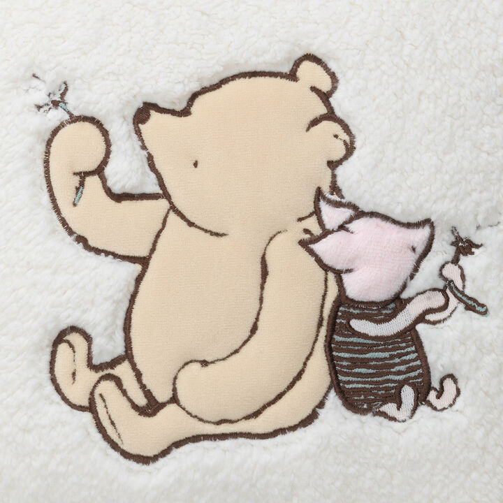 Lambs & Ivy Storytime Pooh Soft Faux Shearling Nursery Throw Pillow - Cream