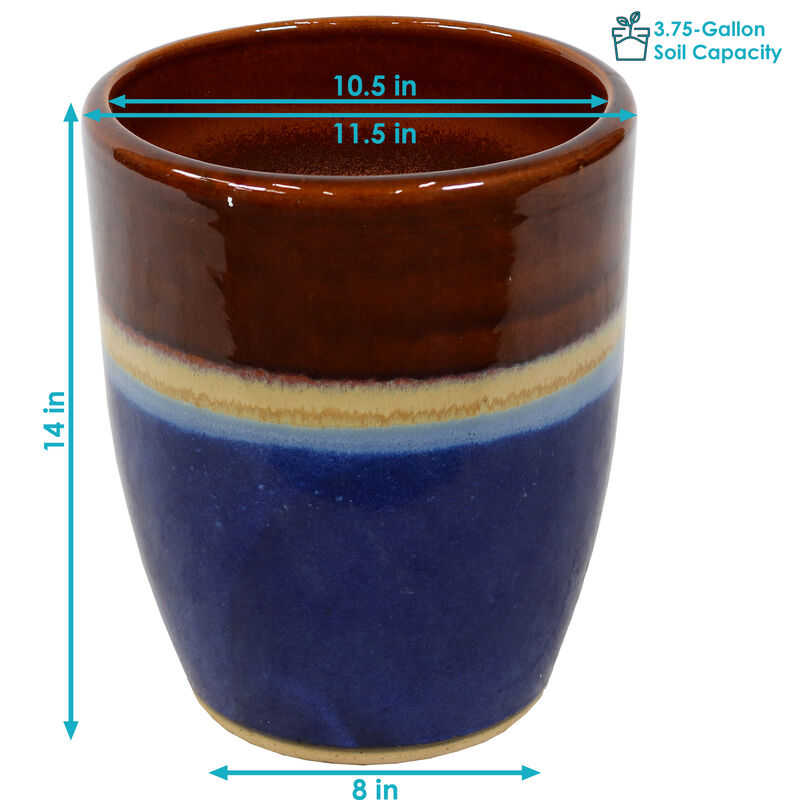 Sunnydaze Captivating Vista Ceramic Planter - 11.5" - Set of 2