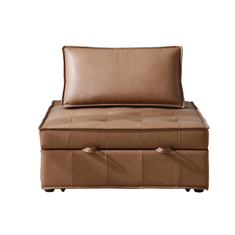 Multipurpose Faux Leather Ottoman Lazy Sofa Pulling Out Sofa Bed