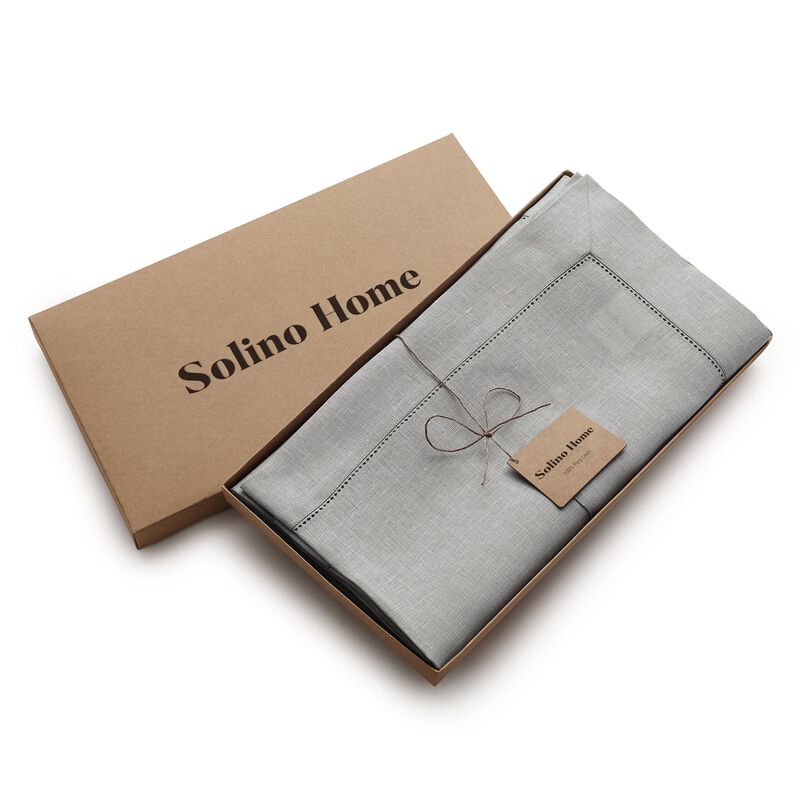 Solino Home 100% Pure Linen Tablecloth | Classic Hemstitch