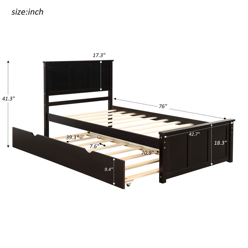 Merax Platform Bed with Twin Trundle