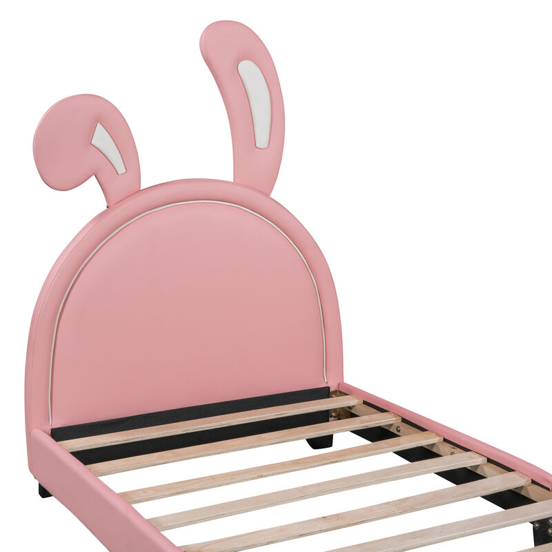 Merax Rabbit Upholstered Leather Platform Bed