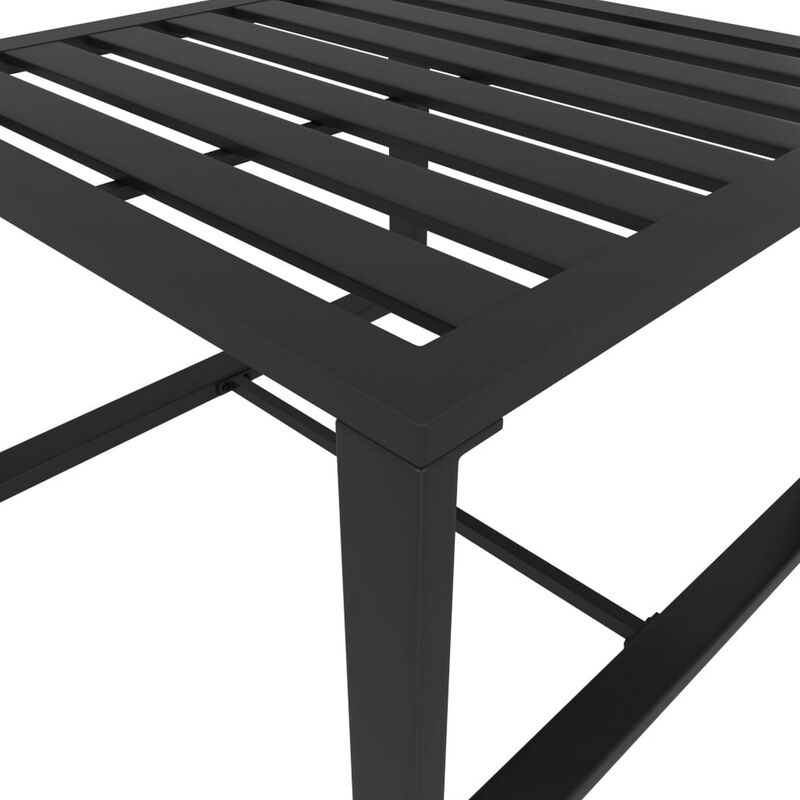 Outdoor Coffee Table with 24 Inch Slatted Top, Dark Gray Aluminum  - Benzara