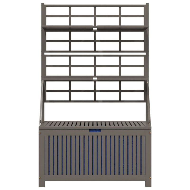 Garden Storage Box with Trellis, Shelves, Gray Acacia Wood, 63 Inch - Benzara