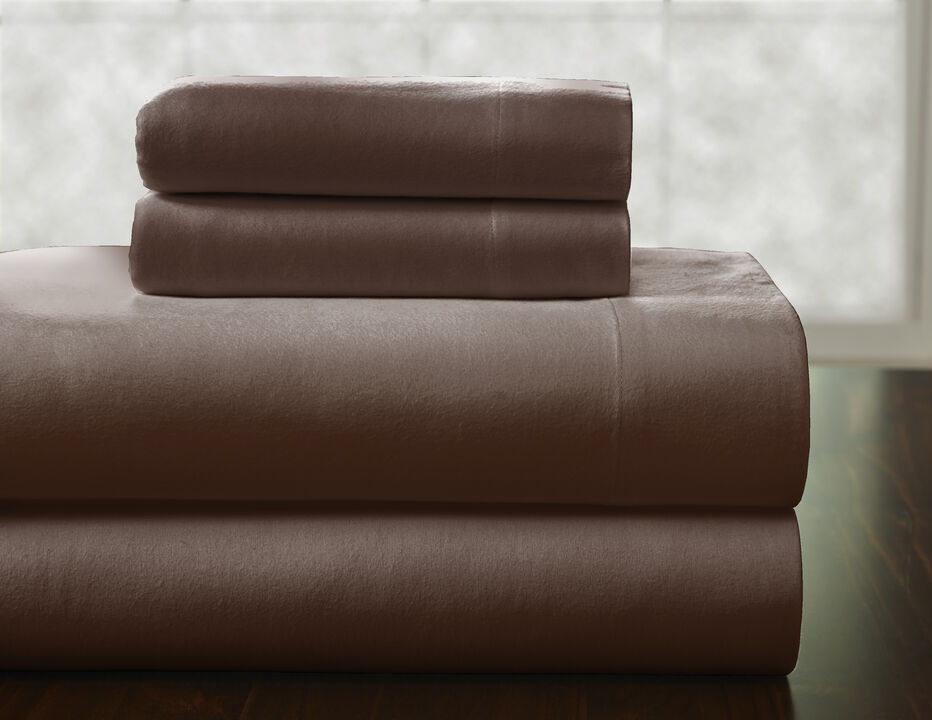 Pointehaven Heavy Weight 100% Cotton Sage Plaid Printed 170 GSM Flannel 4 pc Sheet Set, King