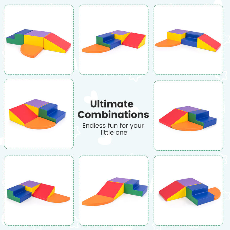 4-Piece Climb and Crawl Foam Block Play Set for Infant Baby