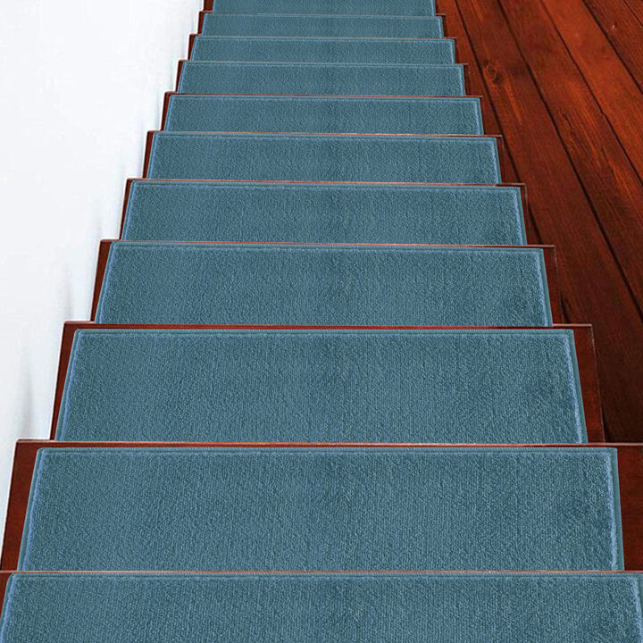 SUSSEXHOME Carpet Stair Treads Easy to Install with Double Adhesive Tape - Safe, 9" X 28" - Teal