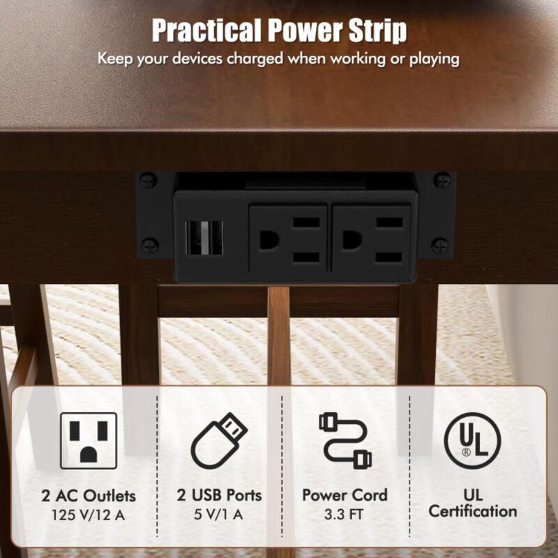 Hivvago 4-Piece Bar Table Set Counter-Height Table and 3 PVC Leather Upholstered Bar Stools