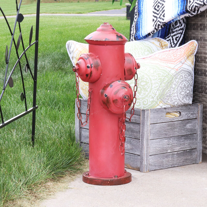Sunnydaze Fire Hydrant Metal Outdoor Statue - 21.5 in