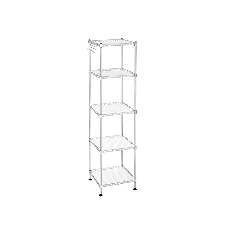 Small Space Bathroom Shelf – Storage Rack with Convenient Removable Hooks