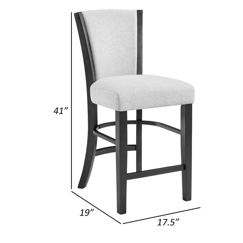 Brandon 24 Inch Counter Height Chair Set of 2, White Fabric Upholstery - Benzara