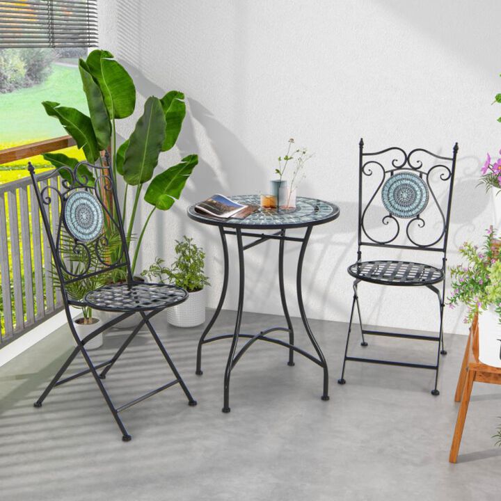 Hivvago Set of 2 Patio Mosaic Chairs Metal Folding Chairs