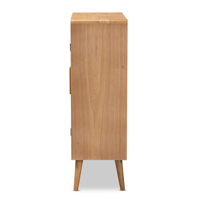 Baxton Studio Alina Mid Century Medium Oak Finished Wood 2 Door Accent Storage Cabinet