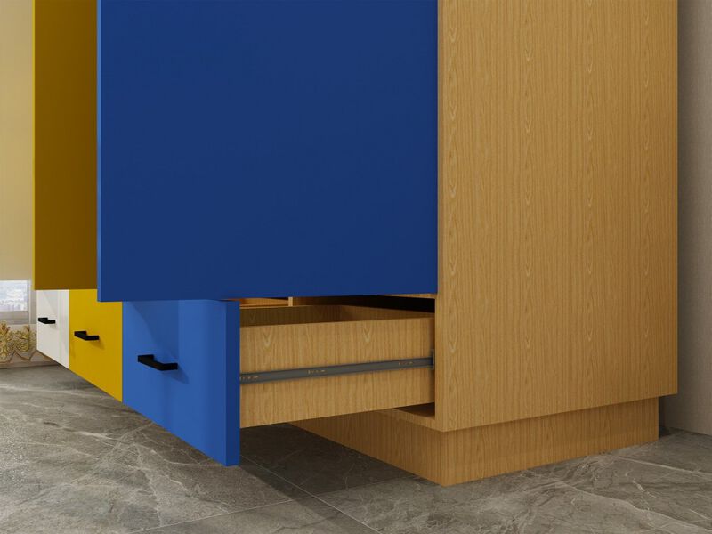 Tall Armoire Wardrobe Closet, Bedroom Armoires with Hanging Rod,3 Color Doors and 3 Storage Cabinets, Wardrobe Closet with 3 Drawers for Bedroom