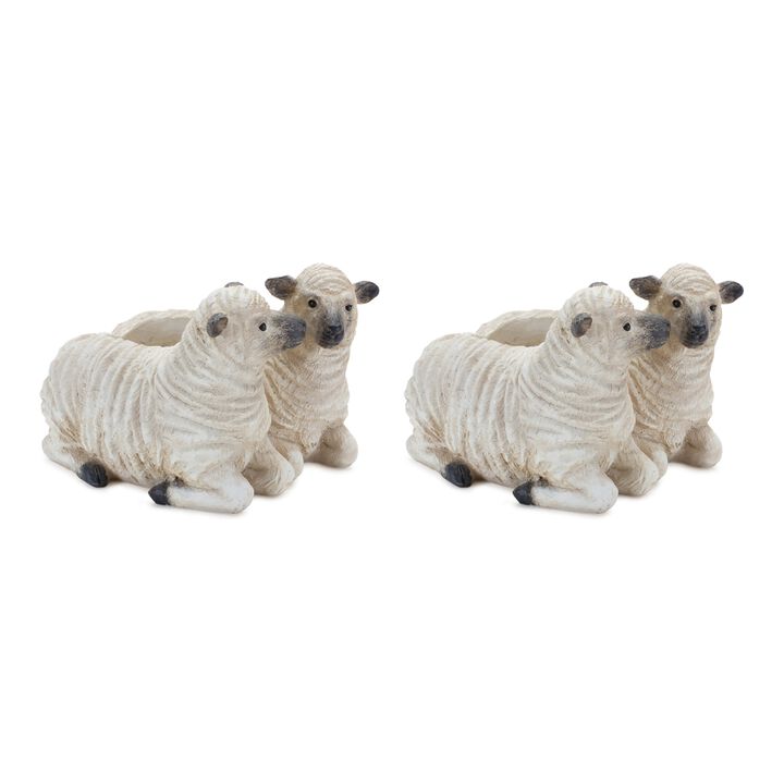 Set of 2 Sheep Couple Planters – Cute and Whimsical Sheep-Shaped Planters for Indoor and Outdoor Decor