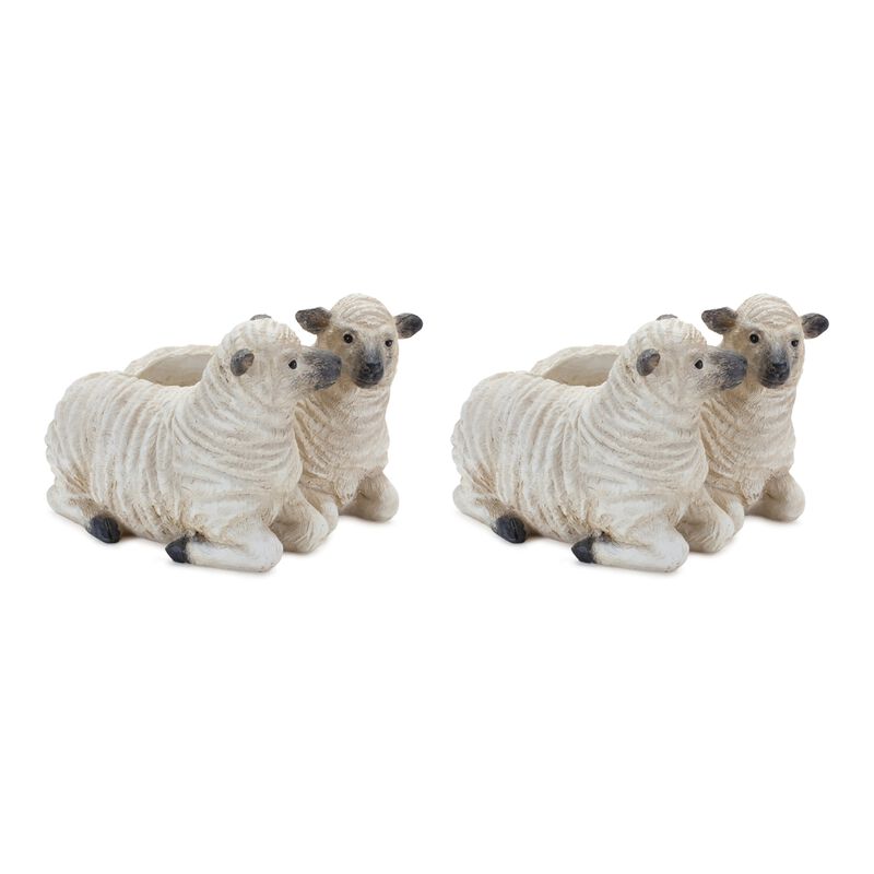 Set of 2 Sheep Couple Planters – Cute and Whimsical Sheep-Shaped Planters for Indoor and Outdoor Decor