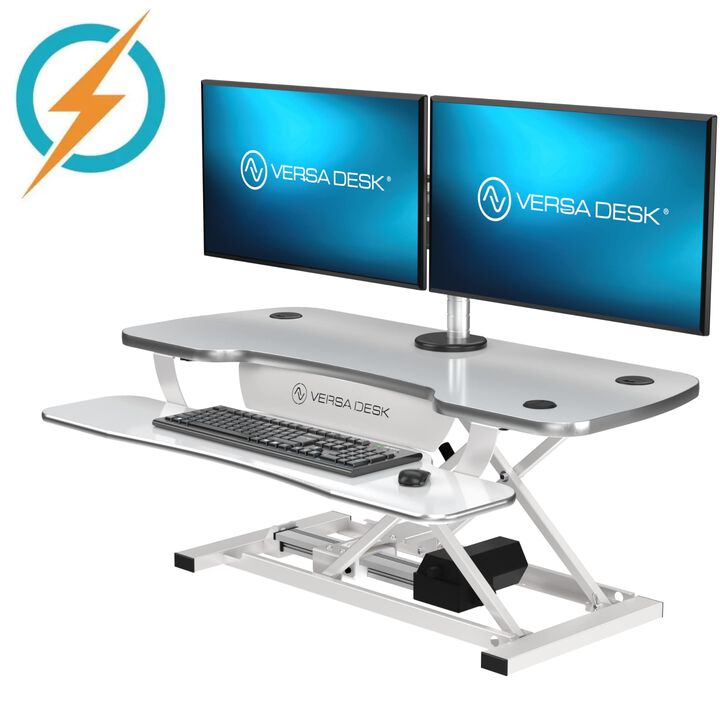 VersaDesk PowerPro® 40"W Electric Adjustable Standing Desk Converter, White