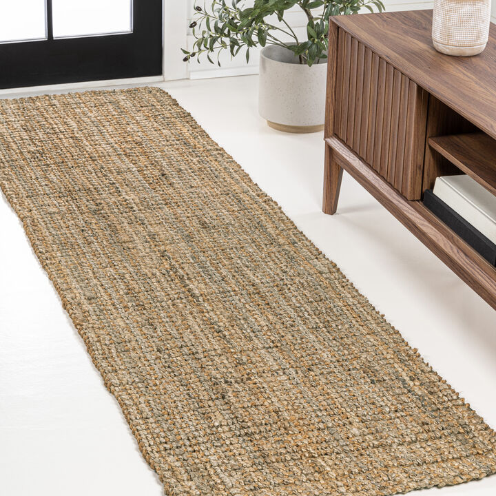 Biot Traditional Rustic Handwoven Jute Solid Natural 2x8 Runner Rug