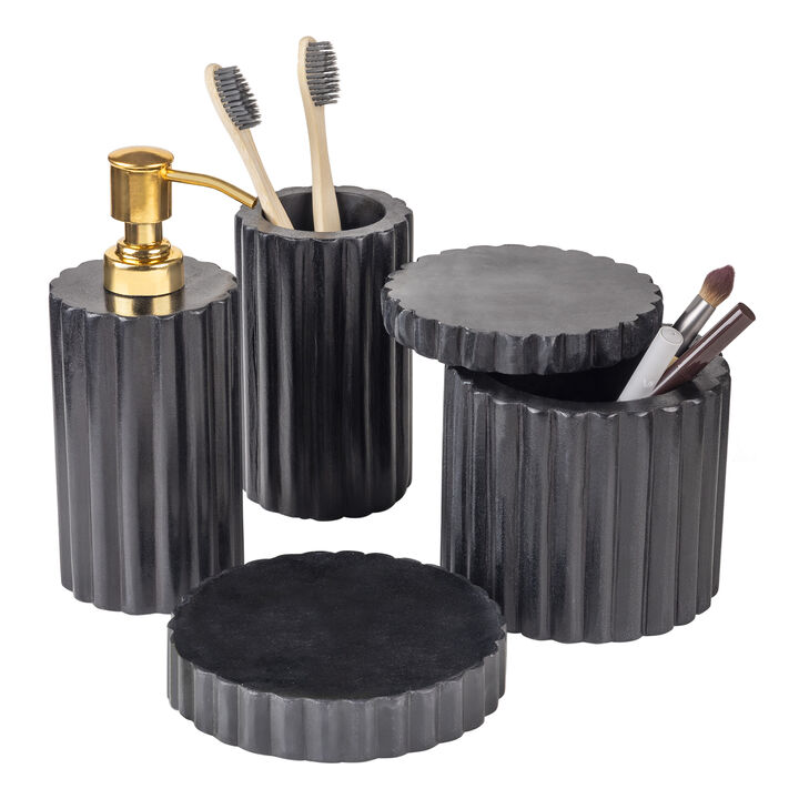 Roksana Black Marble Bath Accessories, Set of 4