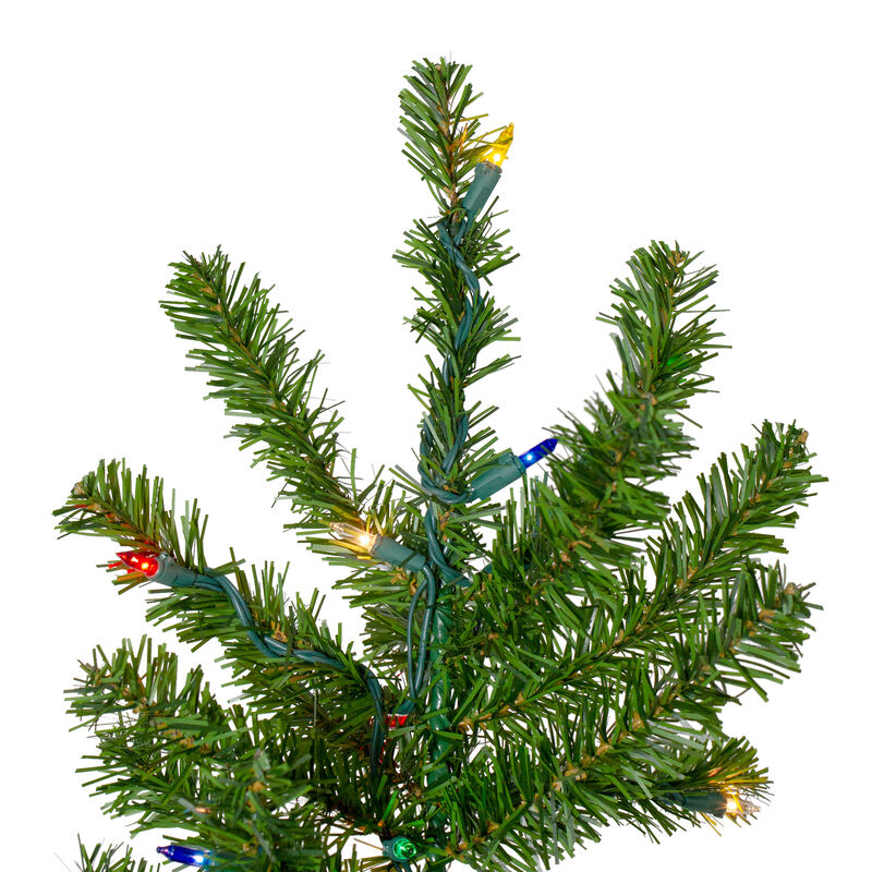 6.5' Pre-Lit Canadian Pine Slim Artificial Christmas Wall Tree - Multicolor Lights