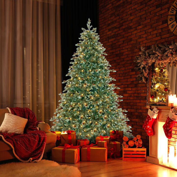 Christmas Tree with Warm White LED Lights and Pine Cones