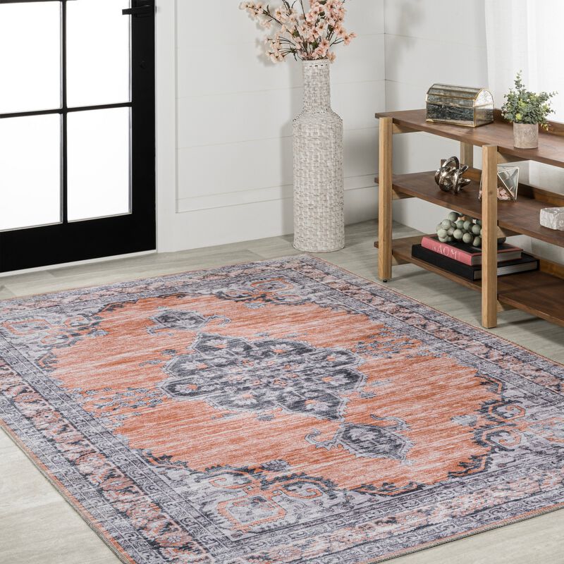 Wincer Chenille Cottage Medallion Machine-Washable Area Rug